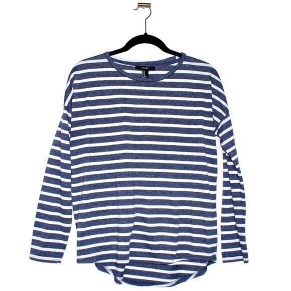 Blue Striped Long Sleeve Shirt Medium Forever21 - Picture 1 of 2
